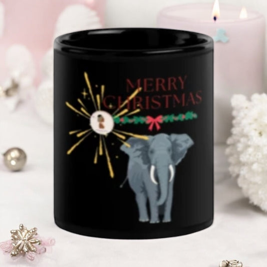 ETHNEEGIFTS Black Glossy Xmas Mug