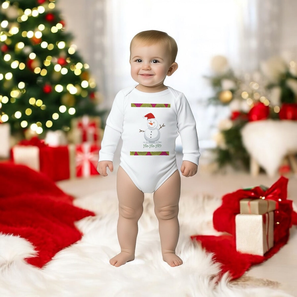 ETHNEEGIFTS Baby Long Sleeve Bodysuit SNOWMAN