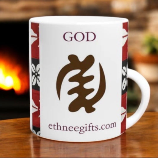 ETHNEEGIFTS Mug African ADINKRA Symbol GOD