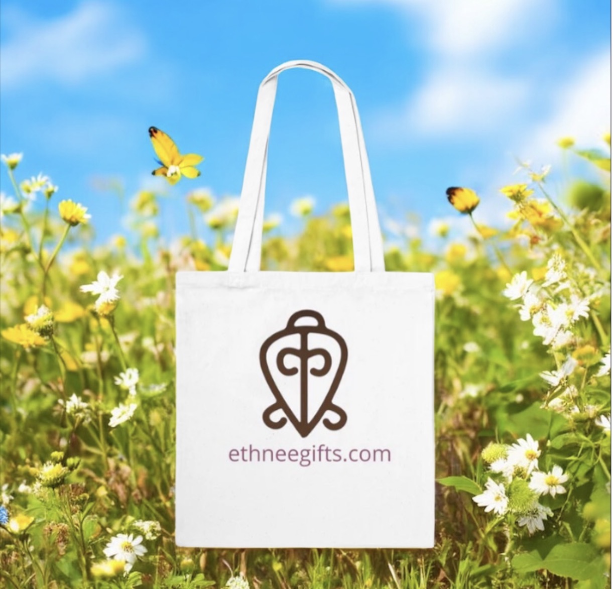 ETHNEEGIFTS Tote Bag Adinkra symbols Love