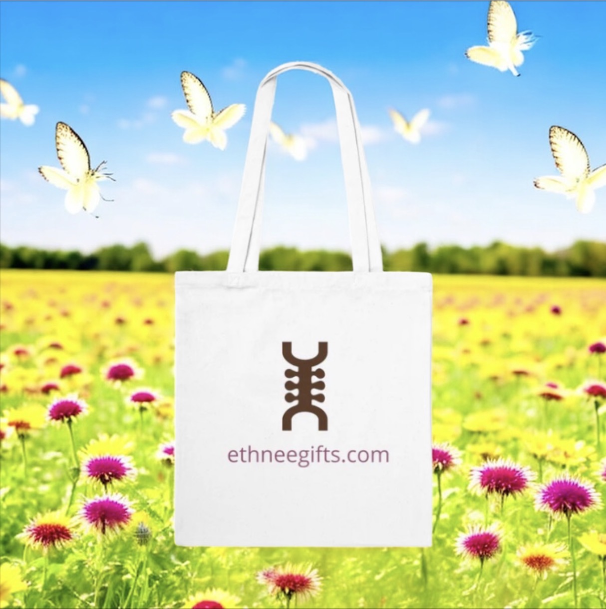 ETHNEEGIFTS Tote Bag Adinkra symbols Power & Strength