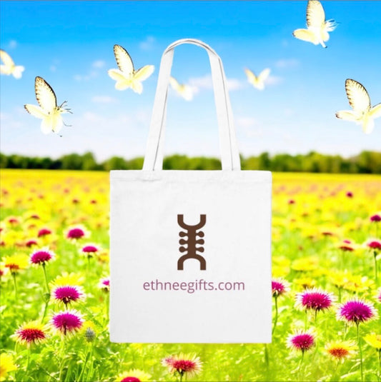 ETHNEEGIFTS Tote Bag Adinkra symbols Power & Strength