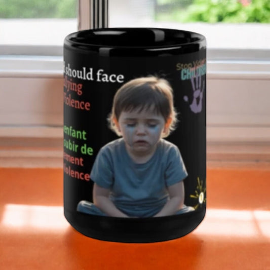 ETHNEEGIFTS Black Glossy Mug Stop Violence & Bullying Collection