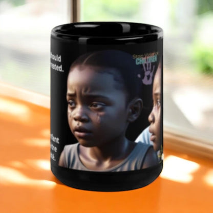 ETHNEEGIFTS Black Glossy Mug Stop Violence & Bullying Collection