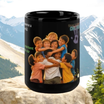 ETHNEEGIFTS Black Glossy Mug Stop Violence & Bullying Collection