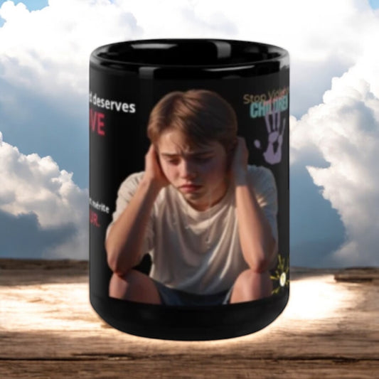 ETHNEEGIFTS Black Glossy Mug Stop Violence & Bullying Collection