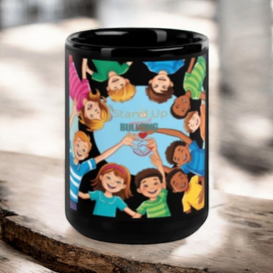 ETHNEEGIFTS Black Glossy Mug Stop Bullying Collection