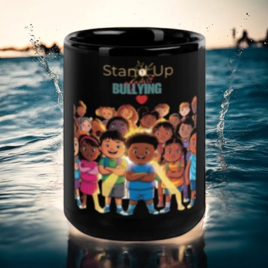 ETHNEEGIFTS Black Glossy Mug Stop Bullying Collection