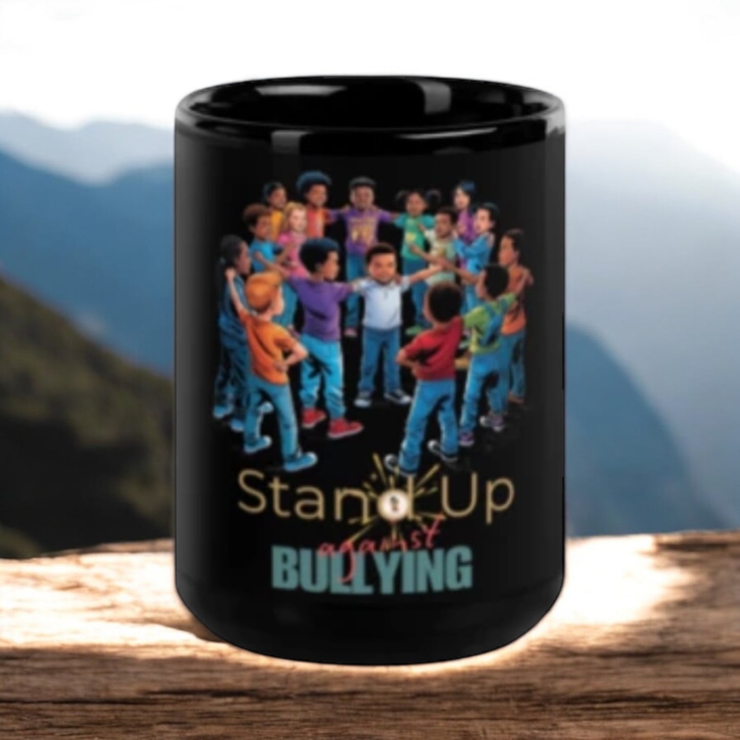 ETHNEEGIFTS Black Glossy Mug Stop Bullying Collection