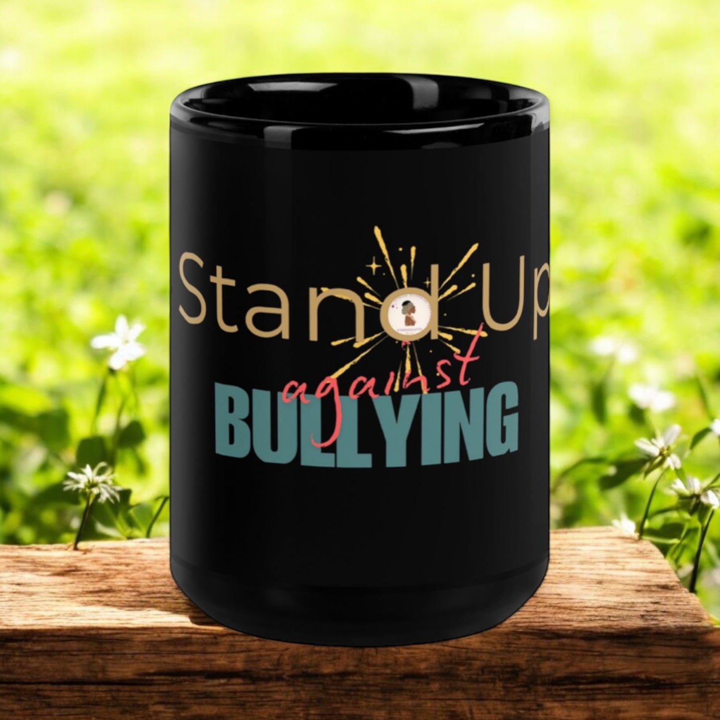 ETHNEEGIFTS Black Glossy Mug Stop Bullying Collection