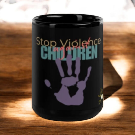 ETHNEEGIFTS Black Glossy Mug Stop Violence & Bullying Collection