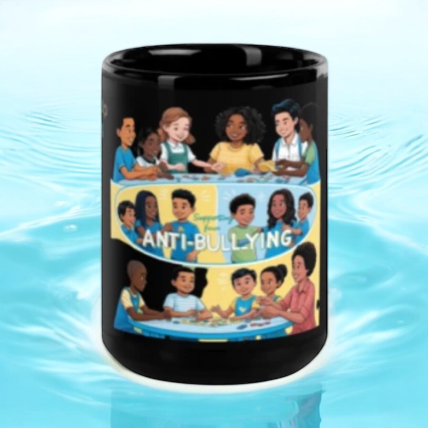 ETHNEEGIFTS Black Glossy Mug Stop Bullying Collection