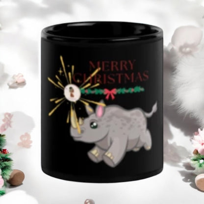 ETHNEEGIFTS Black Glossy Xmas Mug