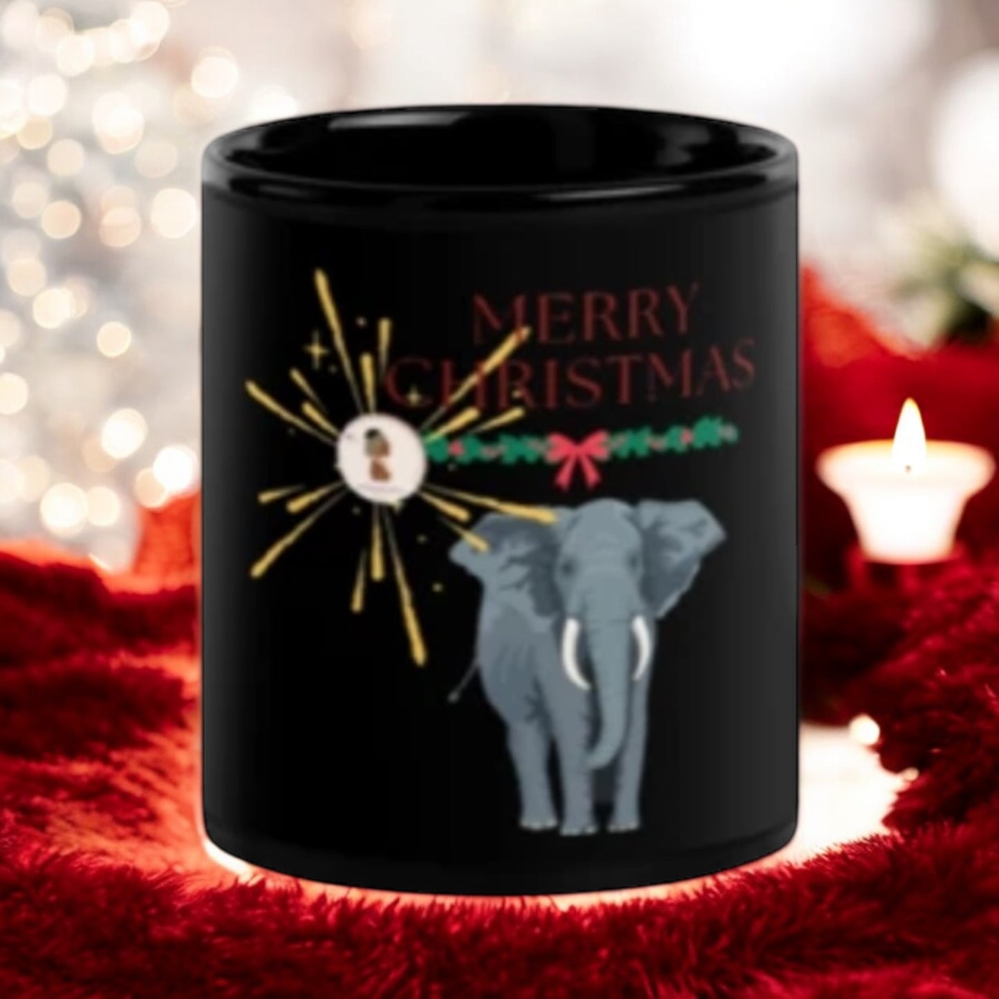 ETHNEEGIFTS Black Glossy Xmas Mug