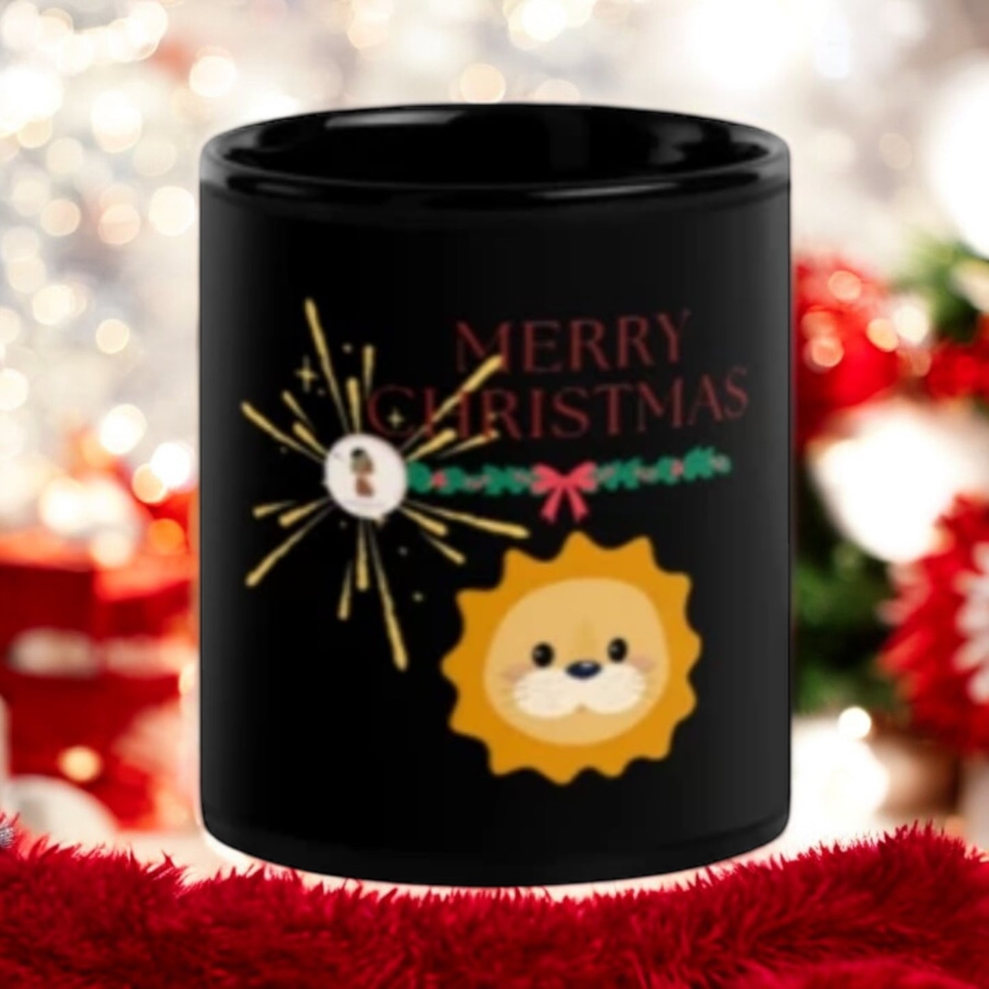 ETHNEEGIFTS Black Glossy Xmas Mug