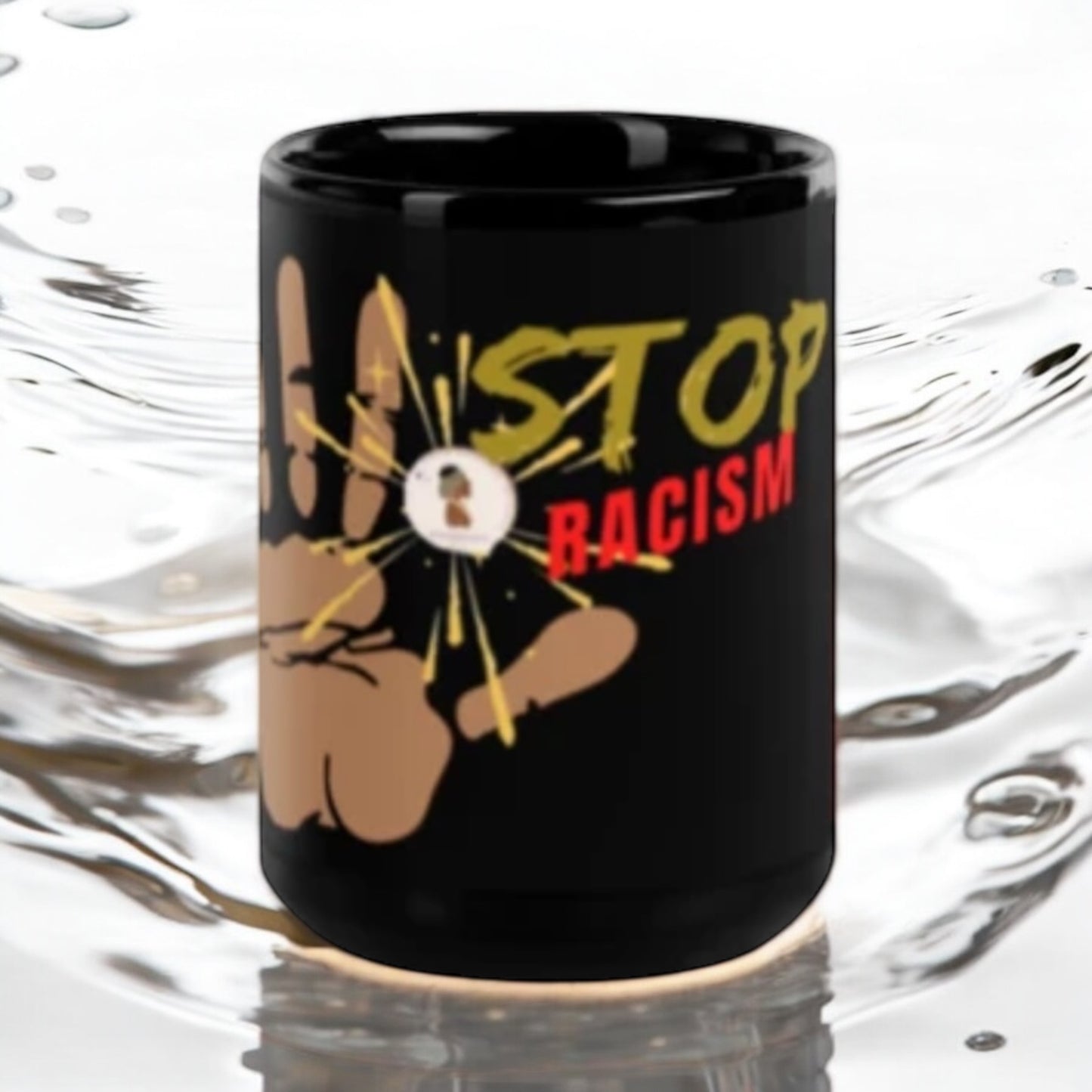 ETHNEEGIFTS Black Glossy Mug Stand Against Racism Collection