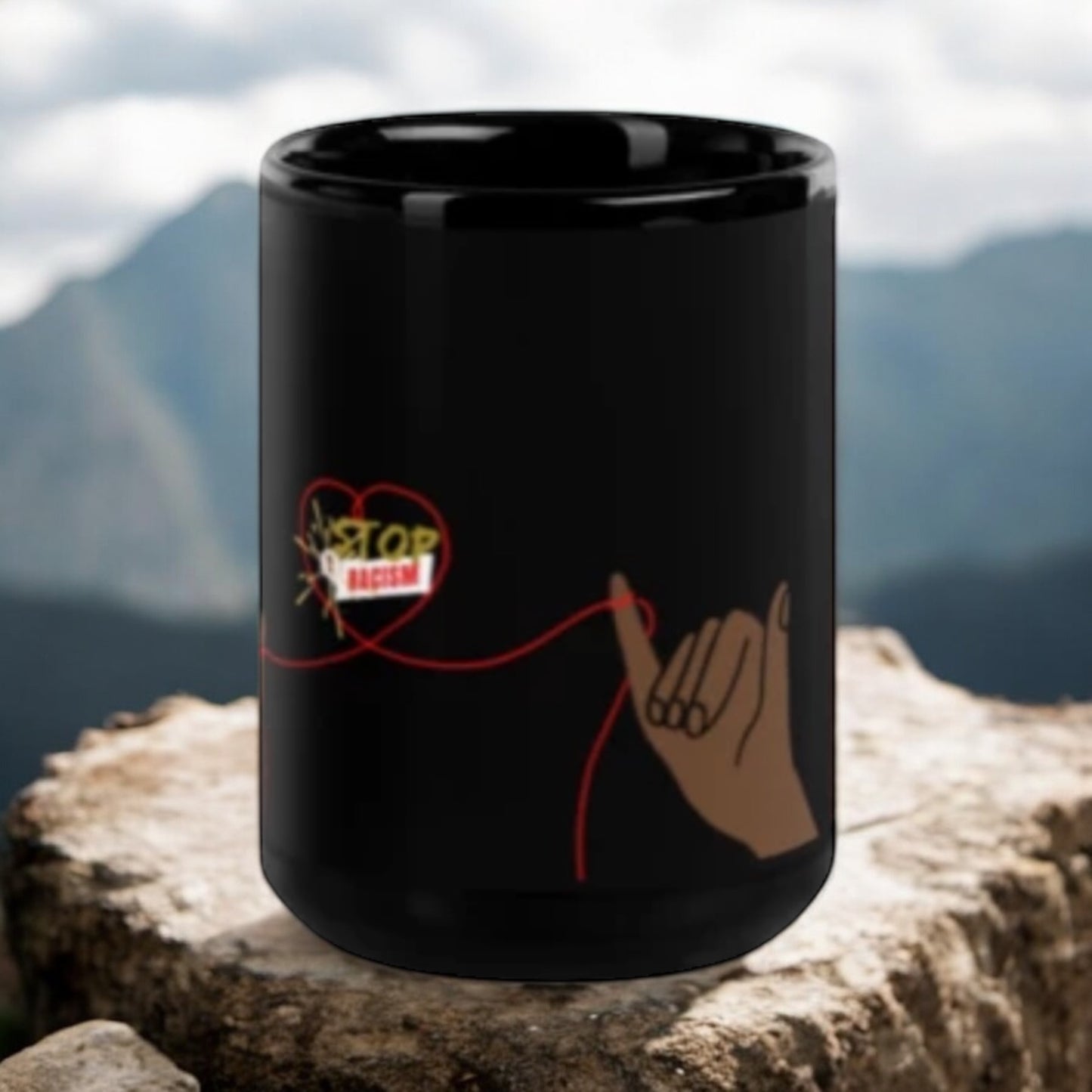 ETHNEEGIFTS Black Glossy Mug Stand Against Racism Collection