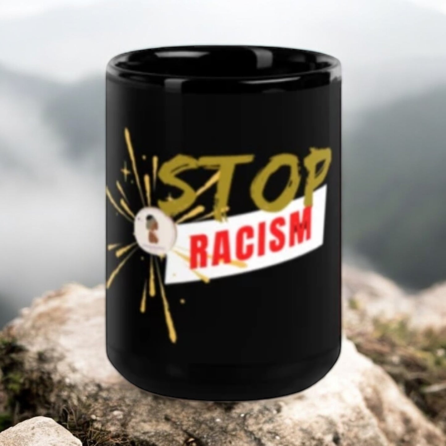 ETHNEEGIFTS Black Glossy Mug Stand Against Racism Collection