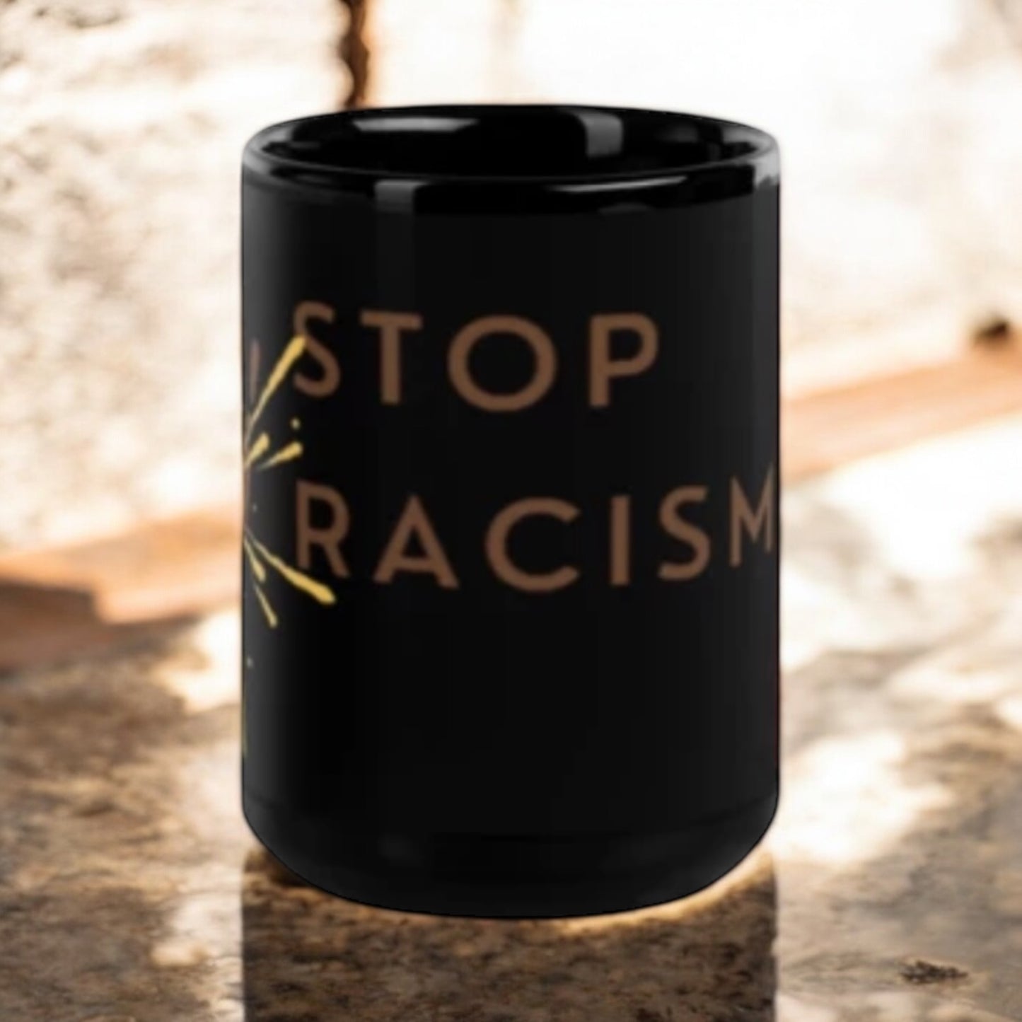 ETHNEEGIFTS Black Glossy Mug Stand Against Racism Collection