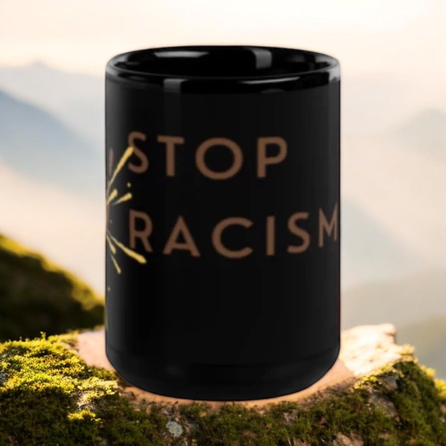 ETHNEEGIFTS Black Glossy Mug Stand Against Racism Collection