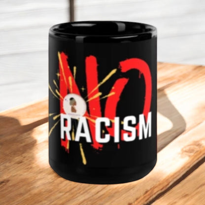 ETHNEEGIFTS Black Glossy Mug Stand Against Racism Collection