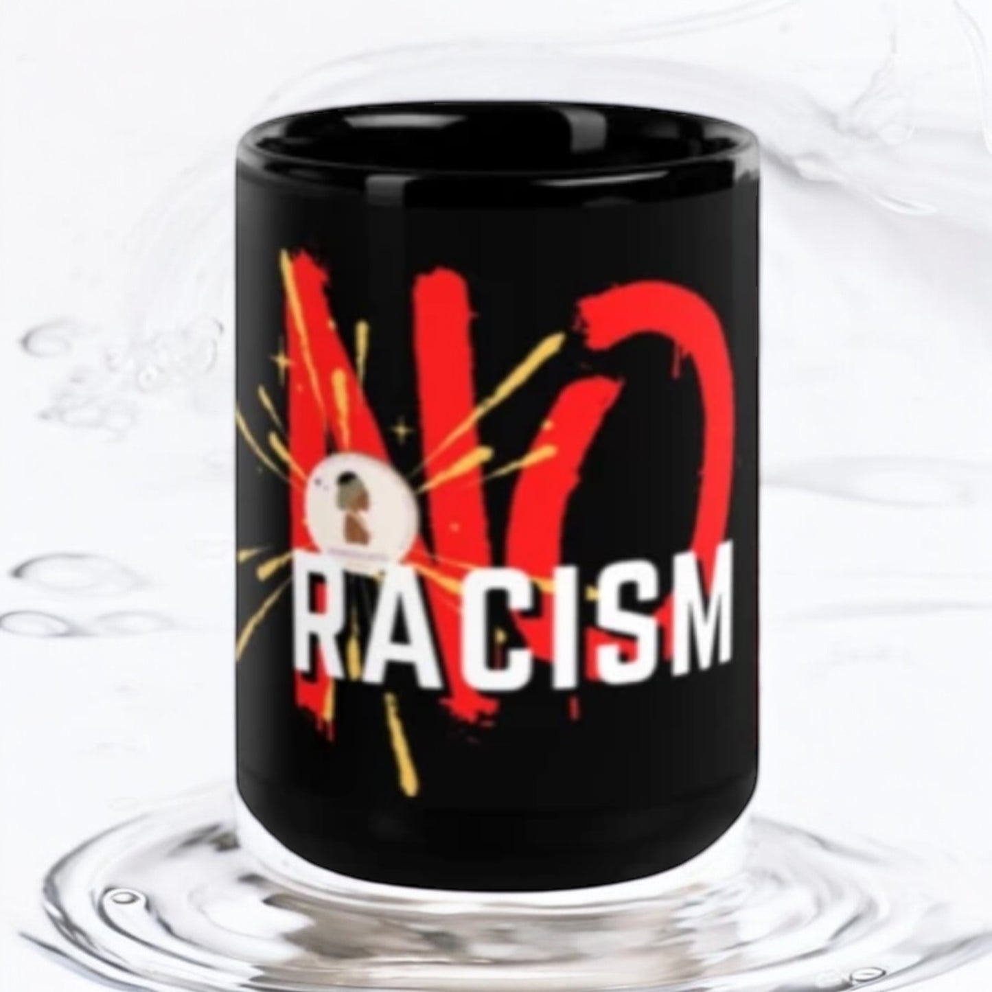 ETHNEEGIFTS Black Glossy Mug Stand Against Racism Collection