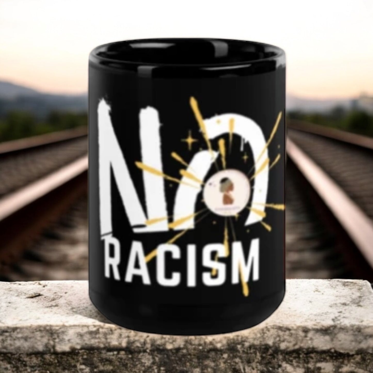 ETHNEEGIFTS Black Glossy Mug Stand Against Racism Collection