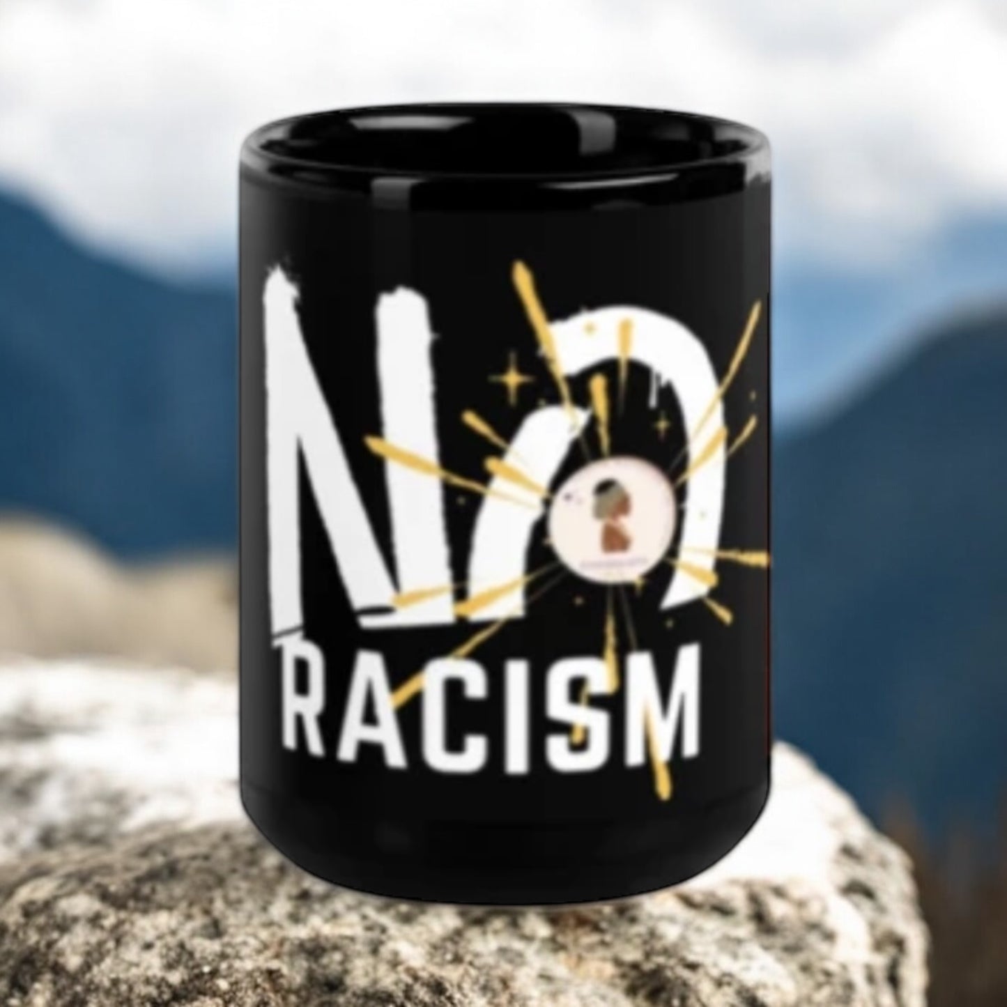 ETHNEEGIFTS Black Glossy Mug Stand Against Racism Collection