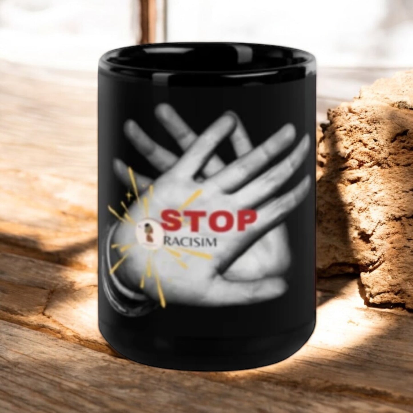 ETHNEEGIFTS Black Glossy Mug Stand Against Racism Collection