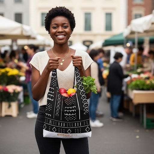 The Monochrome Rhythm Shopping Bag - ETHNEEGIFTS