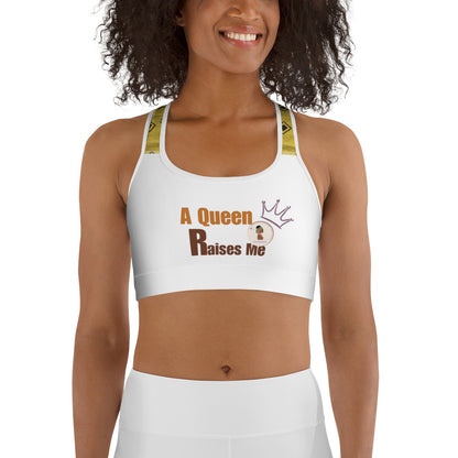 ETHNEEGIFTS Sports bra A QUEEN RAISES ME