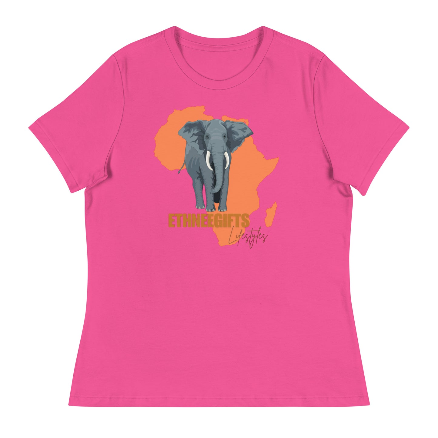 ETHNEEGIFTS Women's Relaxed T-Shirt AFRICA ELEPHANT