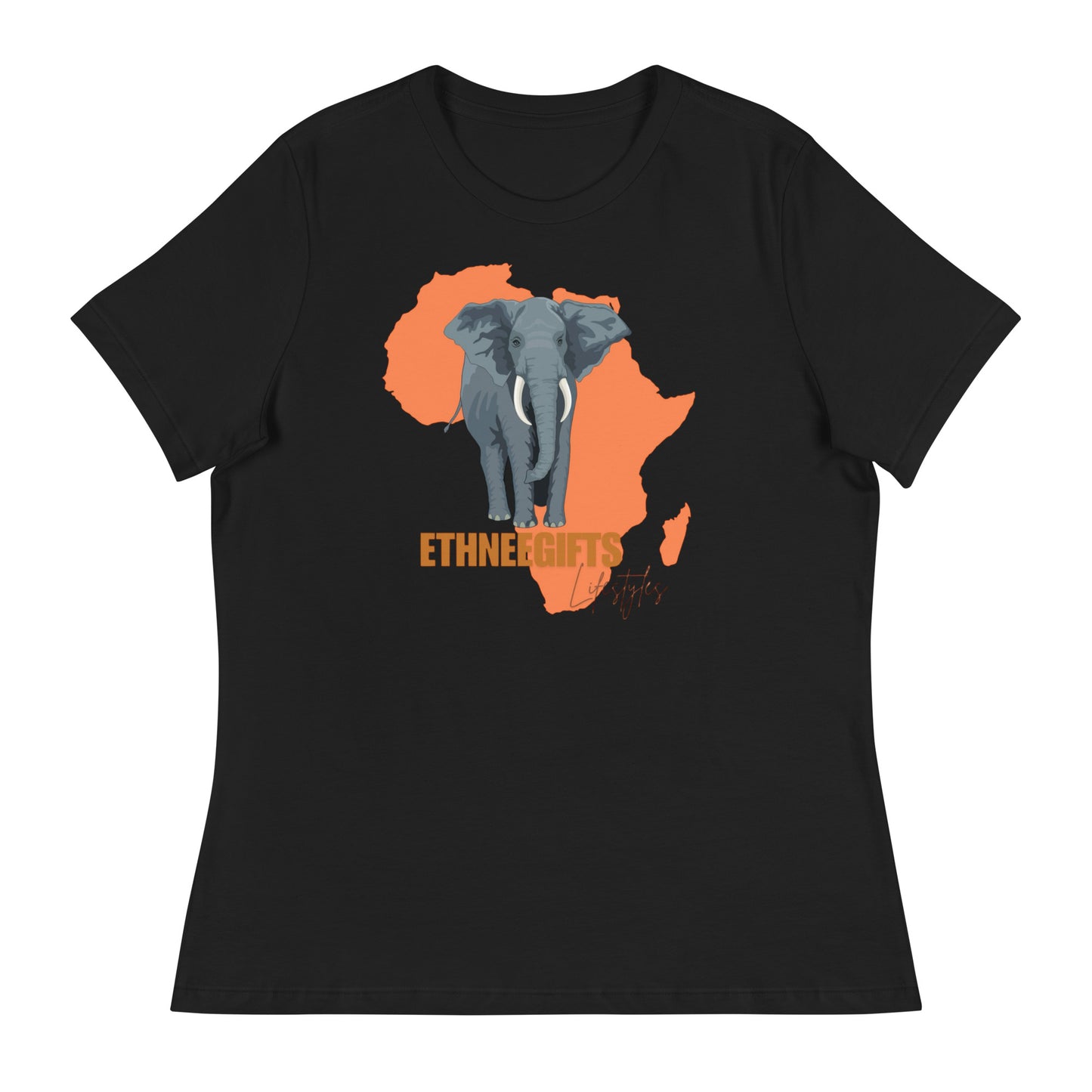 ETHNEEGIFTS Women's Relaxed T-Shirt AFRICA ELEPHANT