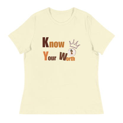 ETHNEEGIFTS Women's Relaxed T-Shirt KNOW YOUR WORTH