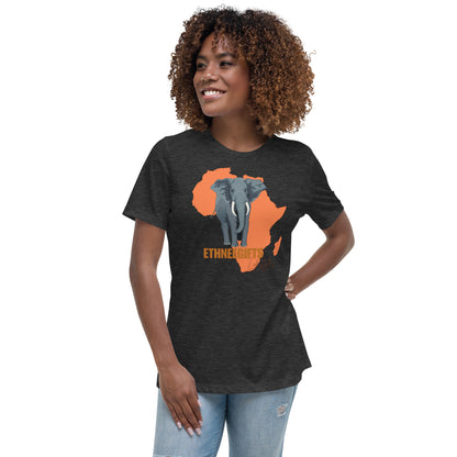 ETHNEEGIFTS Women's Relaxed T-Shirt AFRICA ELEPHANT