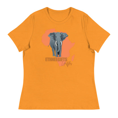 ETHNEEGIFTS Women's Relaxed T-Shirt AFRICA ELEPHANT