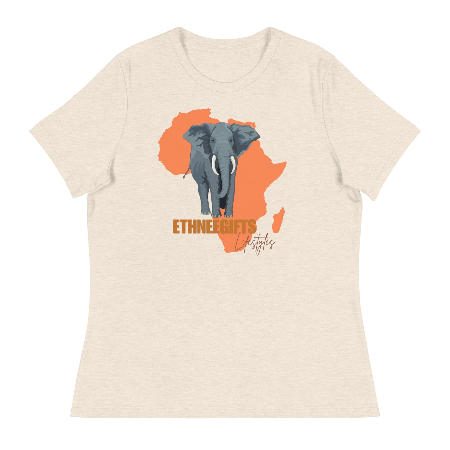 ETHNEEGIFTS Women's Relaxed T-Shirt AFRICA ELEPHANT