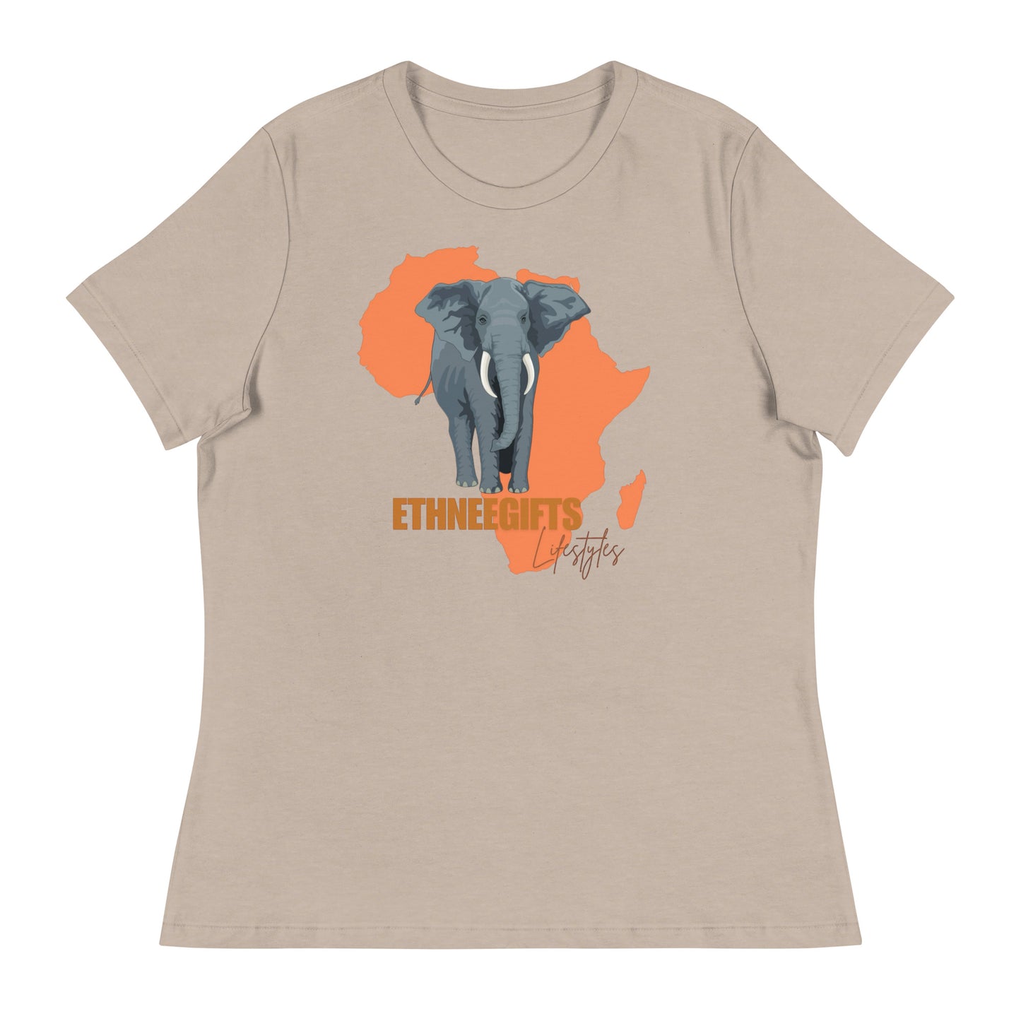 ETHNEEGIFTS Women's Relaxed T-Shirt AFRICA ELEPHANT