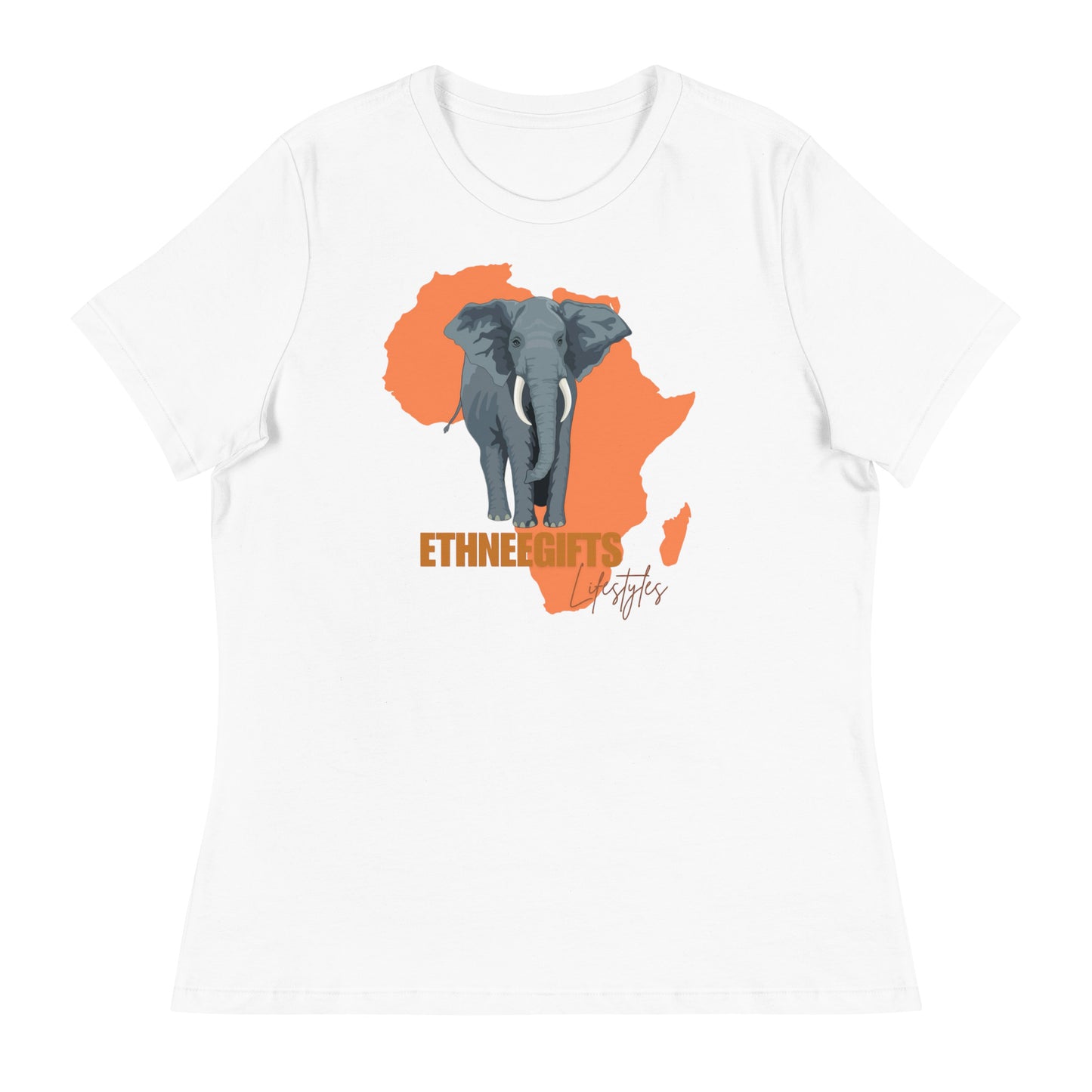 ETHNEEGIFTS Women's Relaxed T-Shirt AFRICA ELEPHANT